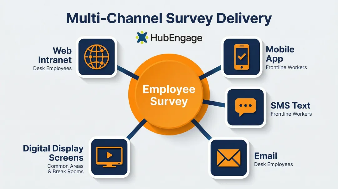 Five multi-channel employee survey delivery methods reaching deskless and desk workers