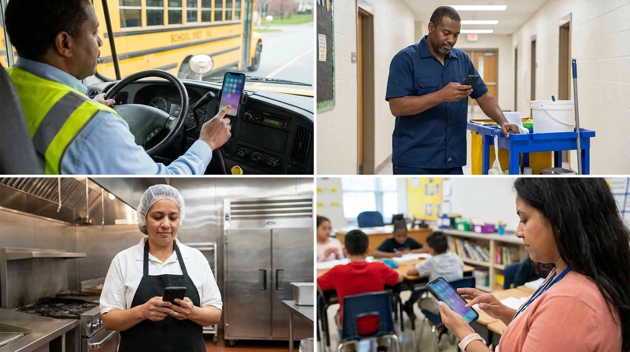 School district staff using mobile communication platform across field roles
