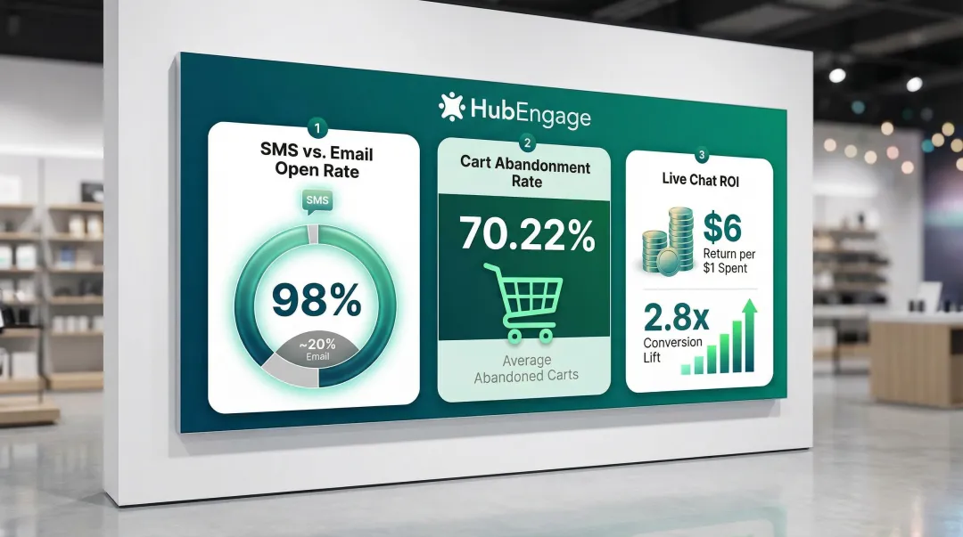CPaaS retail communication channel performance comparison SMS email live chat ROI stats