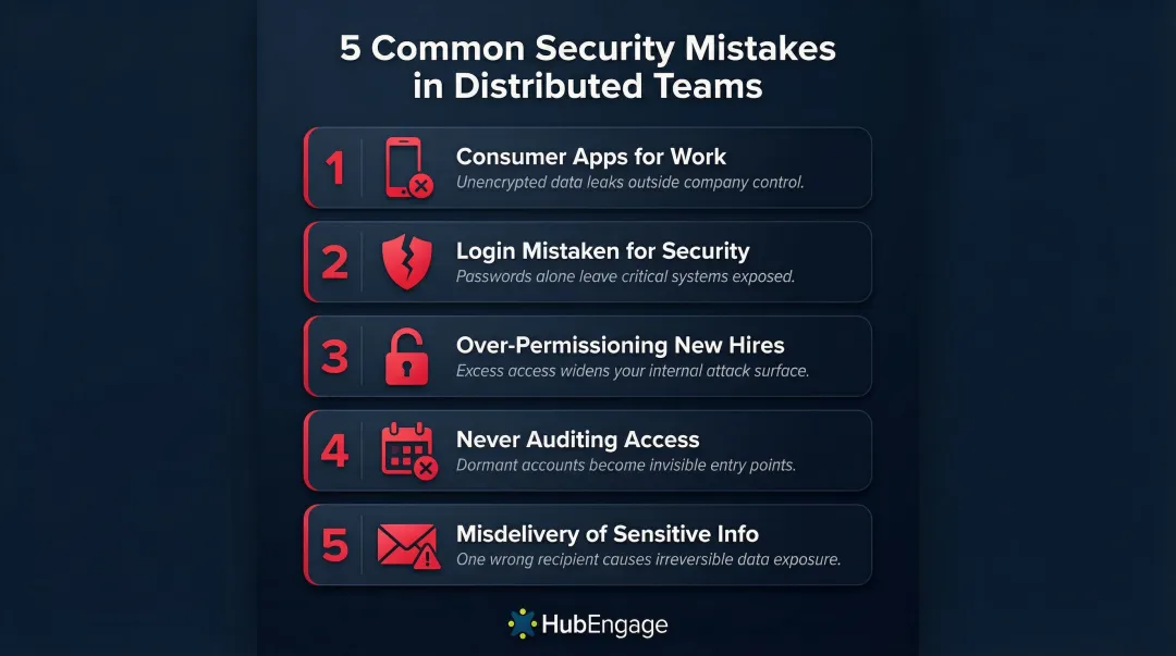 Five most common distributed team communication security mistakes to avoid