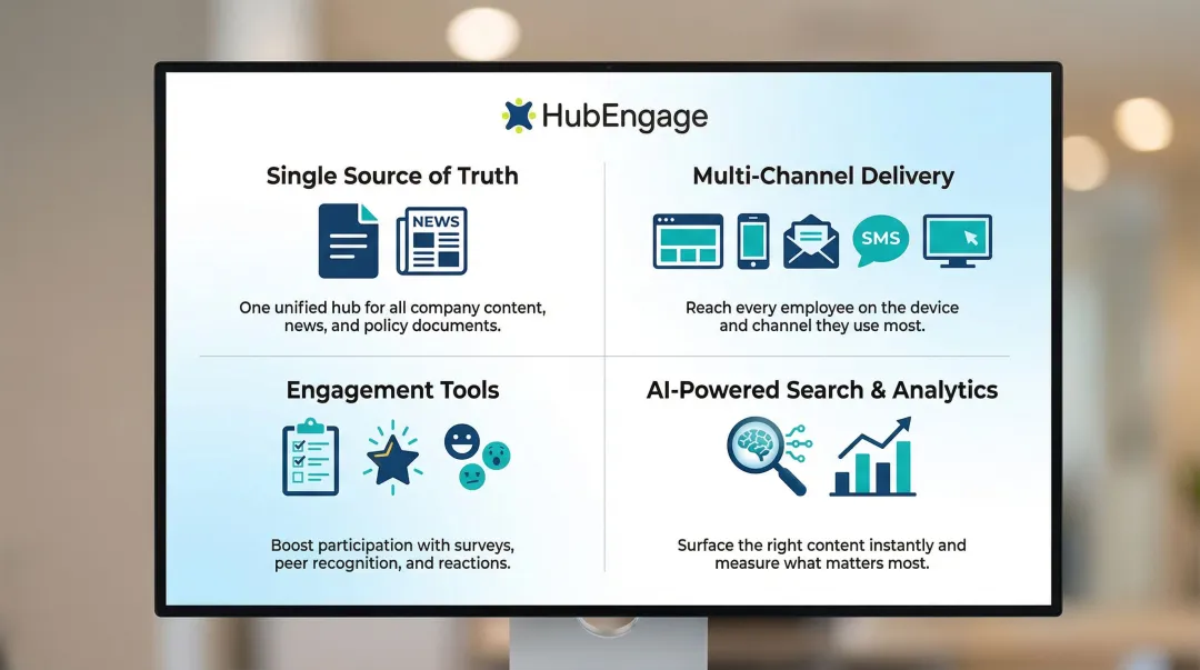 Four core components of a modern intranet platform visual breakdown