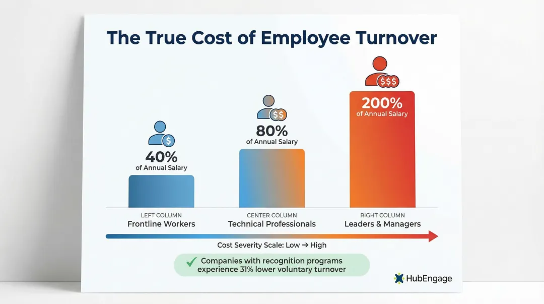 Employee replacement cost comparison by role category as percentage of annual salary
