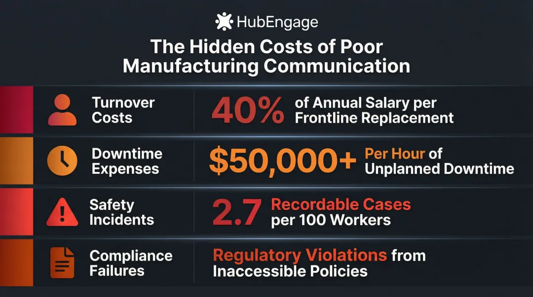 Four hidden costs of poor manufacturing communication breakdown infographic