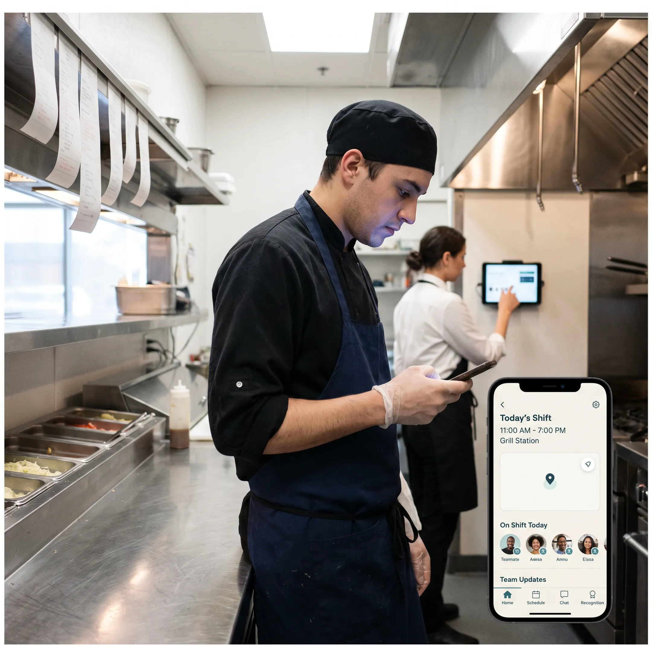 Hospitality team using mobile employee communication platform
