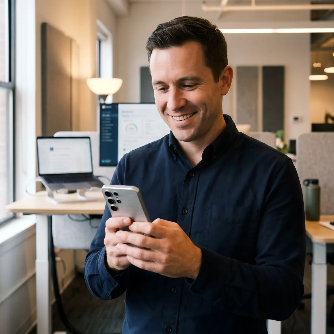 Employee viewing personalized benefits information on a mobile app