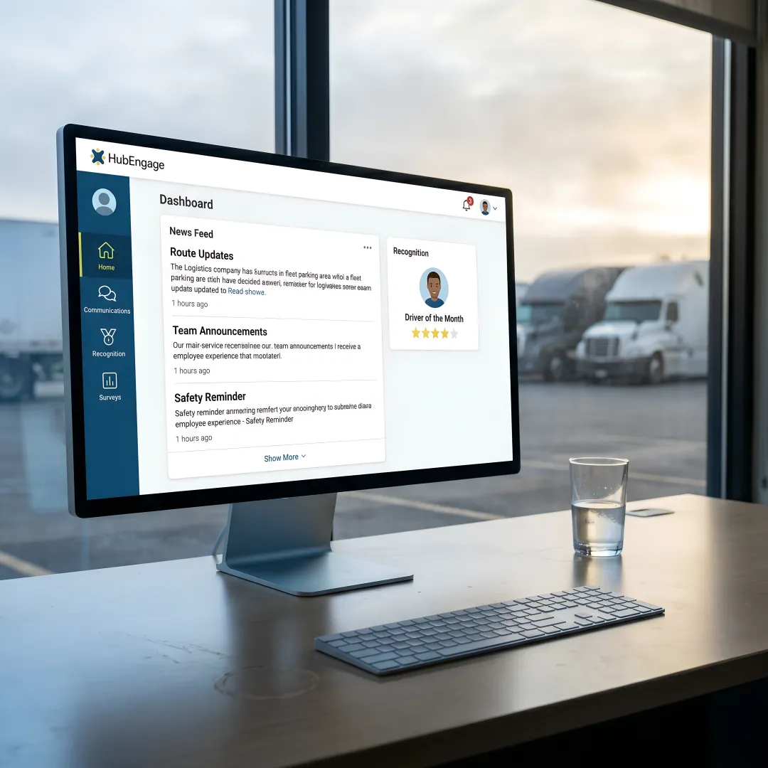 Modern intranet software dashboard for transportation and logistics workforce