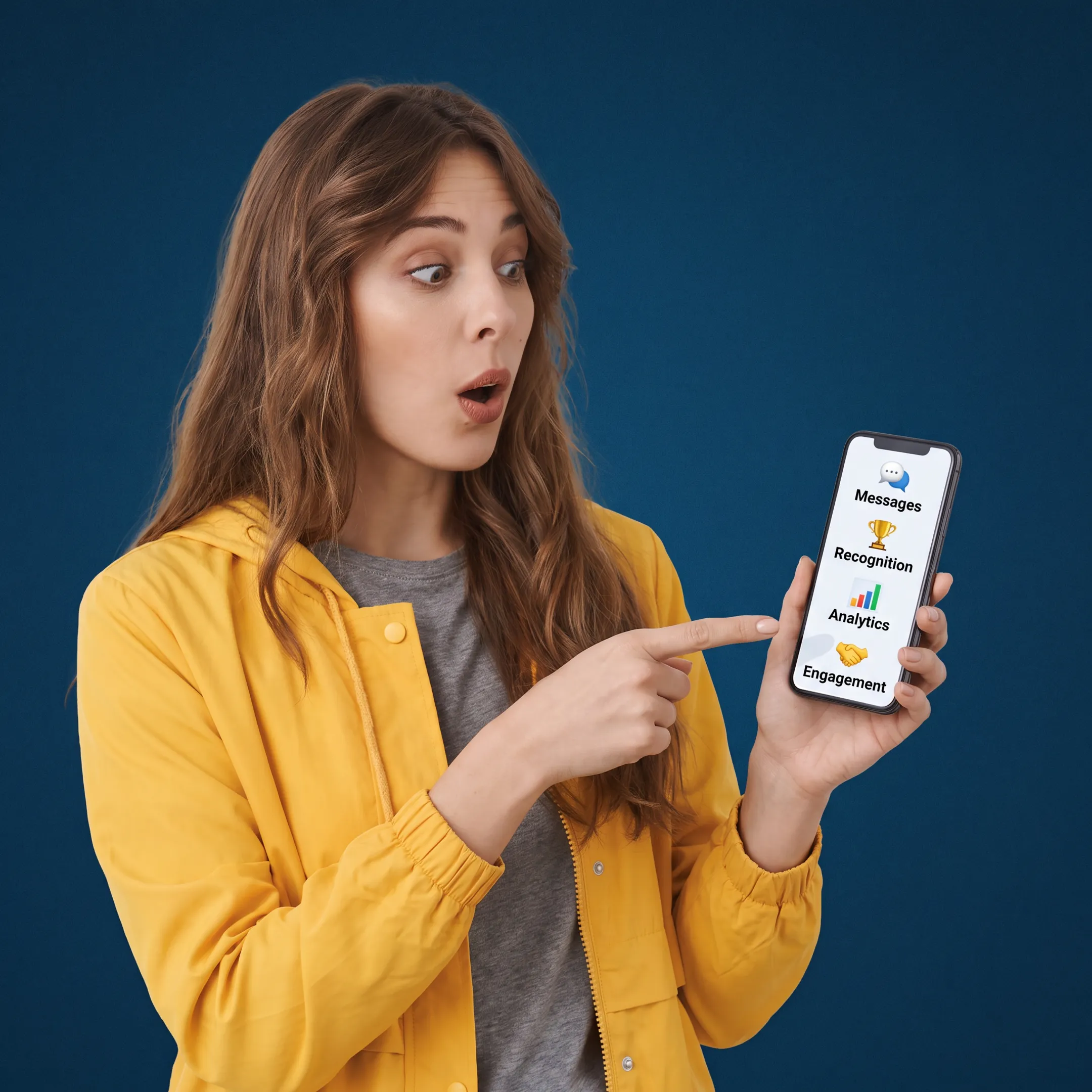 HR leader reviewing employee engagement content on a mobile workforce platform