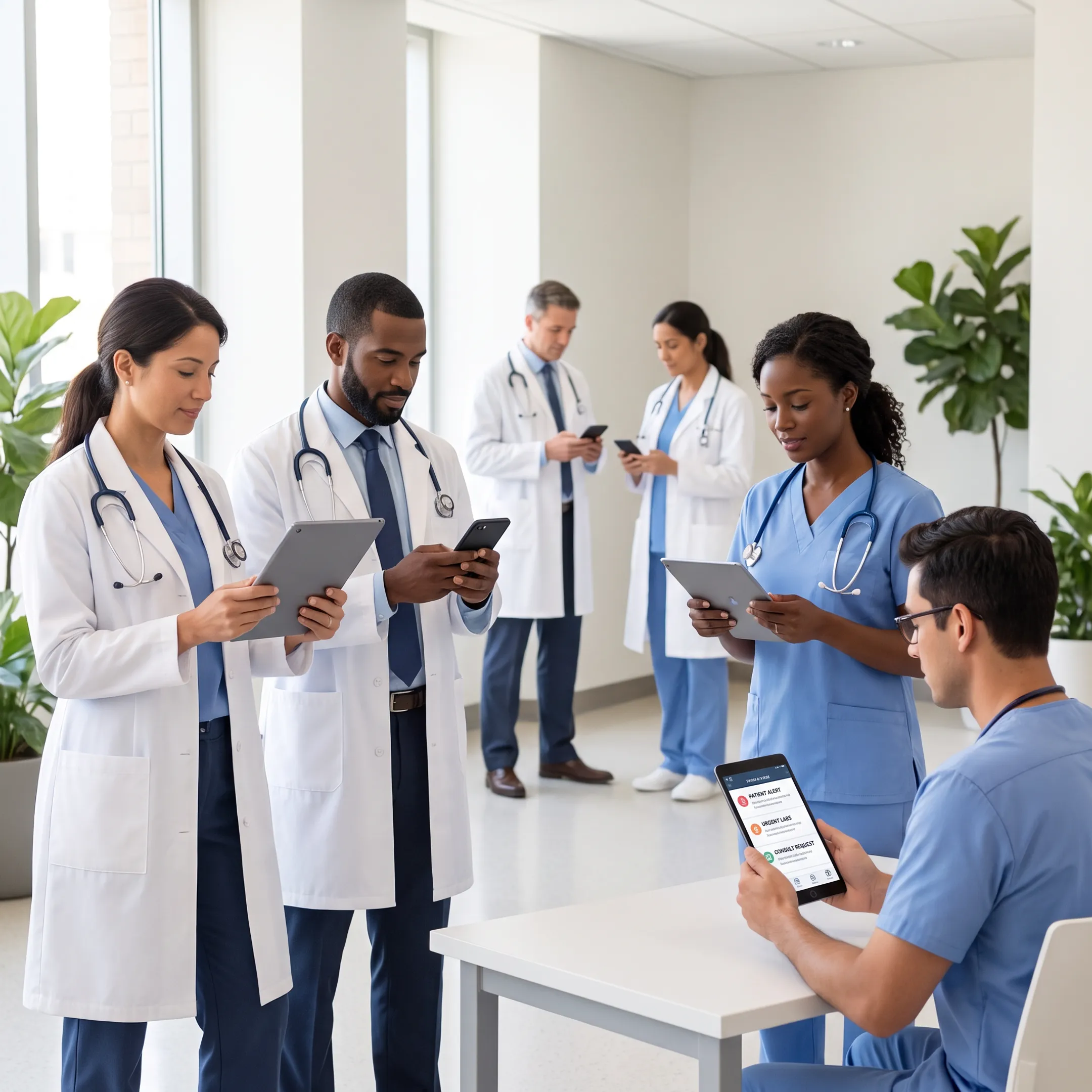 Healthcare team collaborating through a clinical communication platform