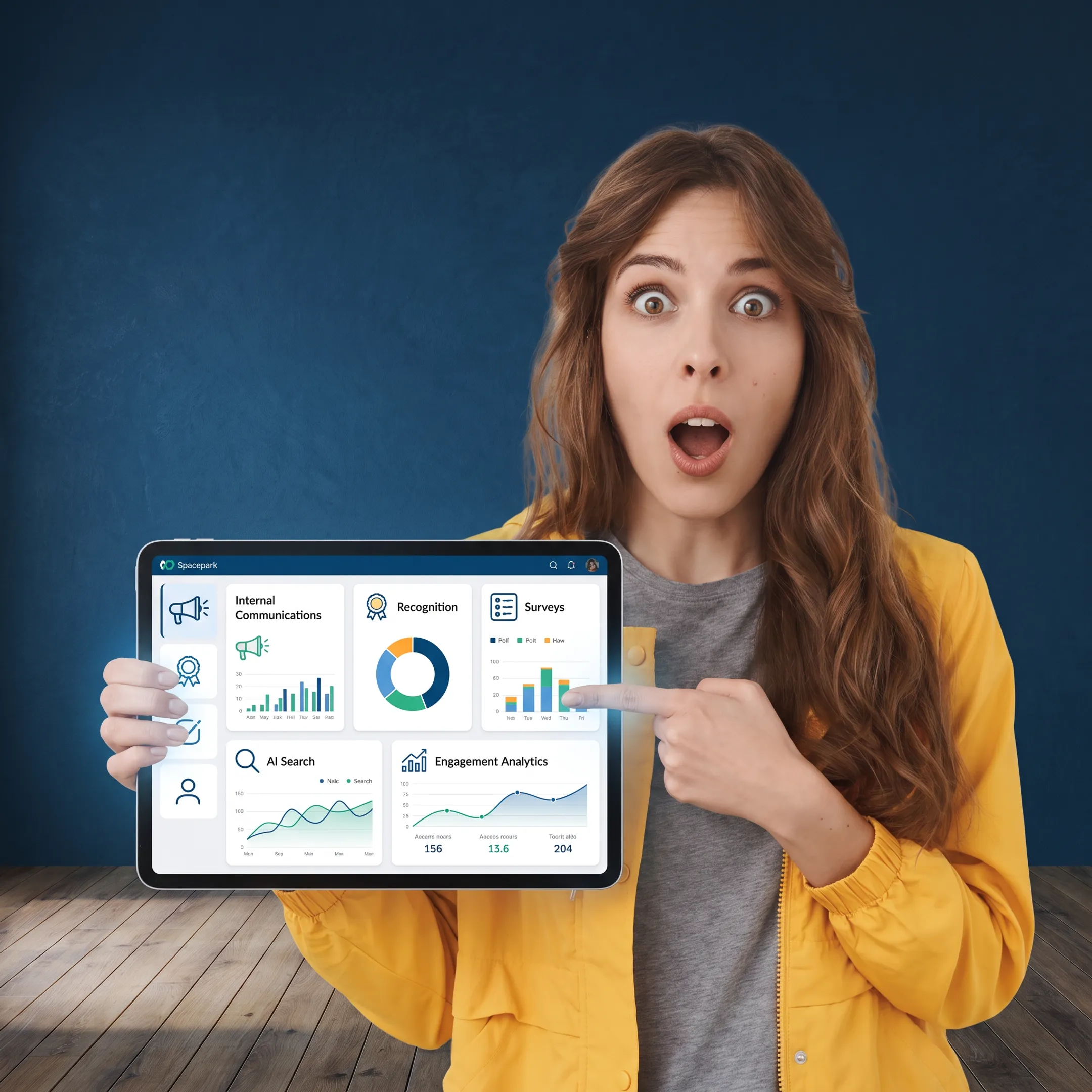 Employee experience platform showing communication, recognition, and engagement tools