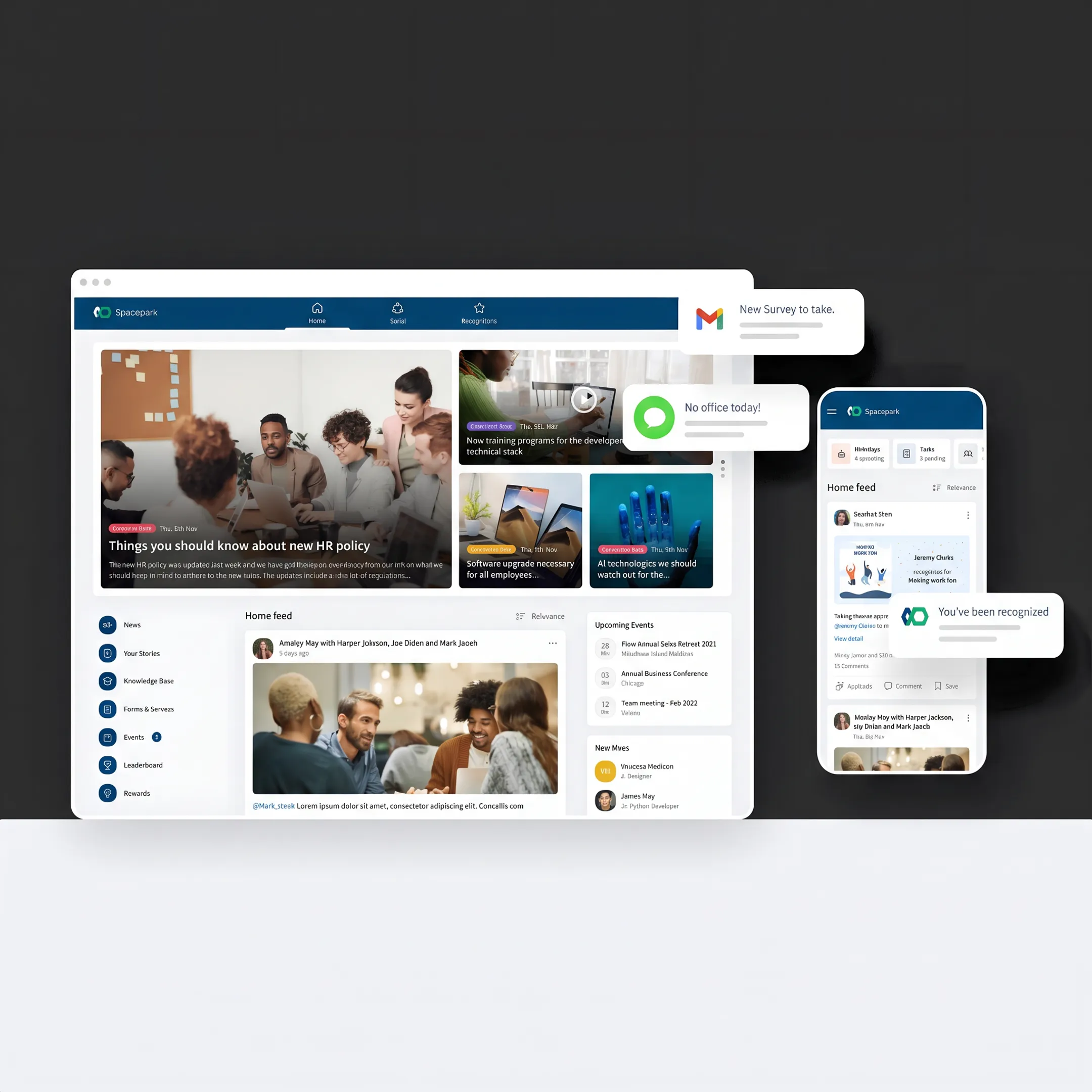 Employees using a unified workplace management platform