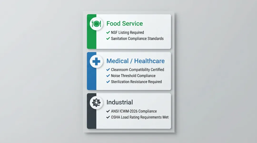 Industrial caster certifications by sector food service medical and industrial requirements
