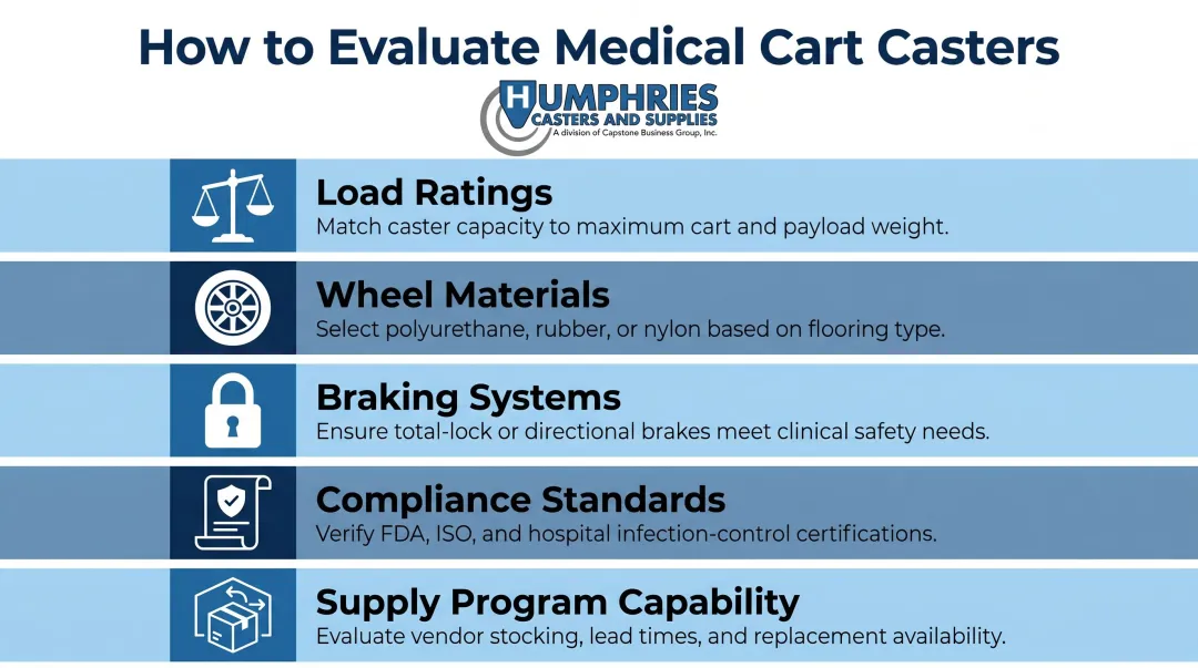Five key evaluation criteria for medical grade caster procurement compliance checklist