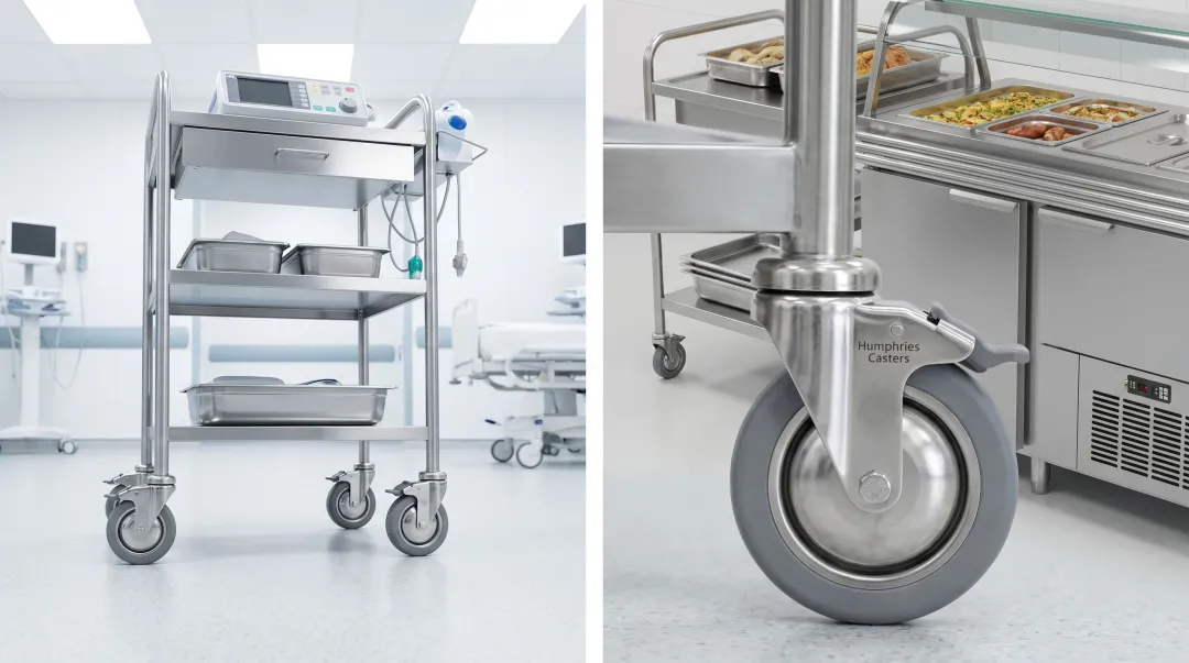Humphries Casters stainless steel casters for medical and [food service applications](/category/food-service-cart-casters-wholesale)