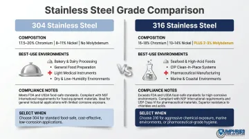 304 versus 316 stainless steel caster grade comparison for food and medical use