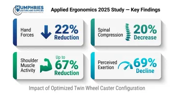 Hospital bed push force ergonomic improvement statistics with motorized twin wheel caster data