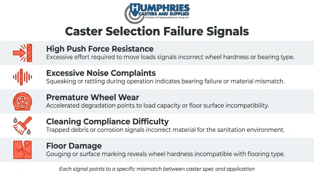 Five operational caster failure signals checklist for medical facility procurement teams