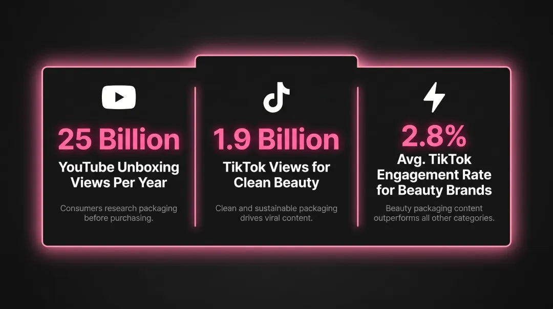 Hair care unboxing social media statistics showing YouTube TikTok and Instagram engagement data