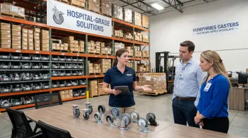 Humphries Casters specialist team assisting hospital procurement with caster specifications