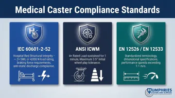 Three medical caster compliance standards IEC ANSI and EN requirements overview