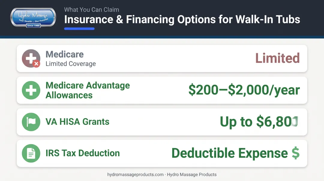 Walk-in tub insurance and financing coverage options breakdown