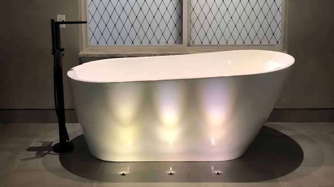 Hydro Massage Products freestanding jetted soaking tub in bathroom remodel