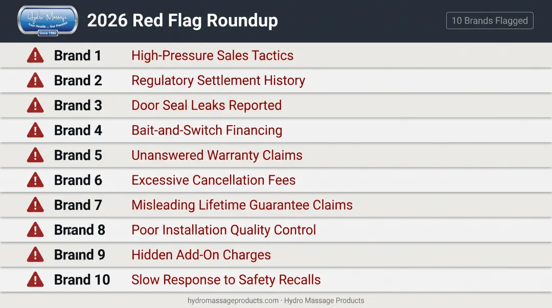 10 worst-rated walk-in tub brands red flag comparison chart