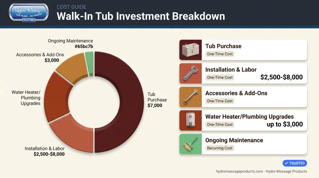 Walk-in tub total cost breakdown by category and expense type