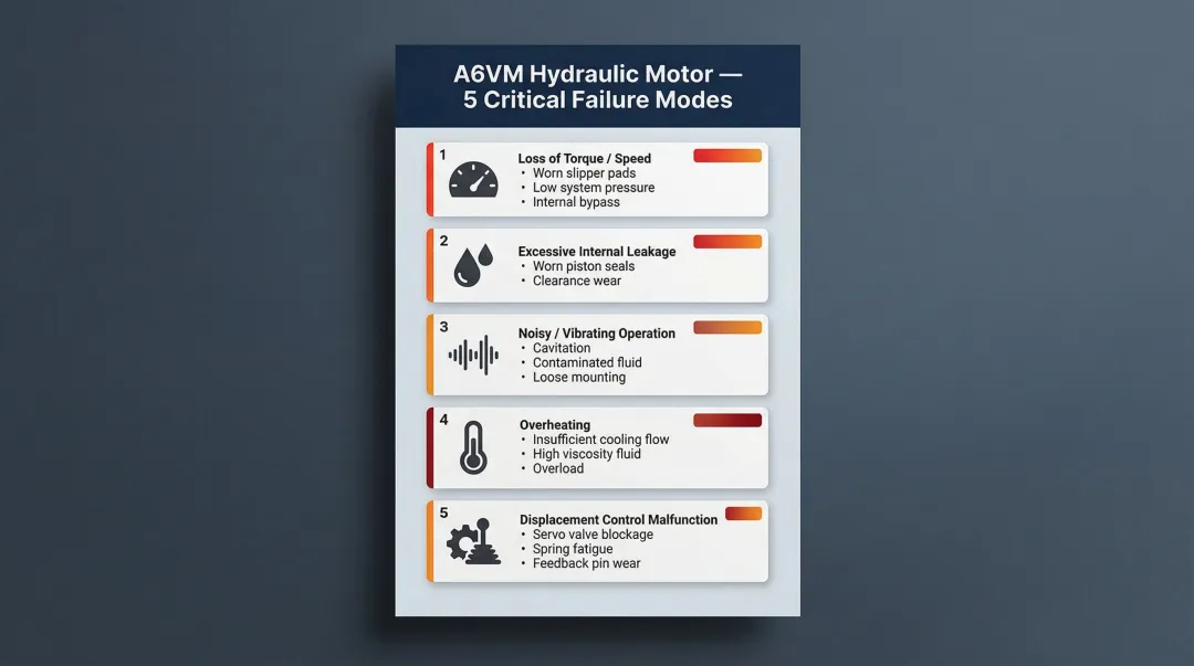 5 common Rexroth A6VM failure modes symptoms and root causes overview