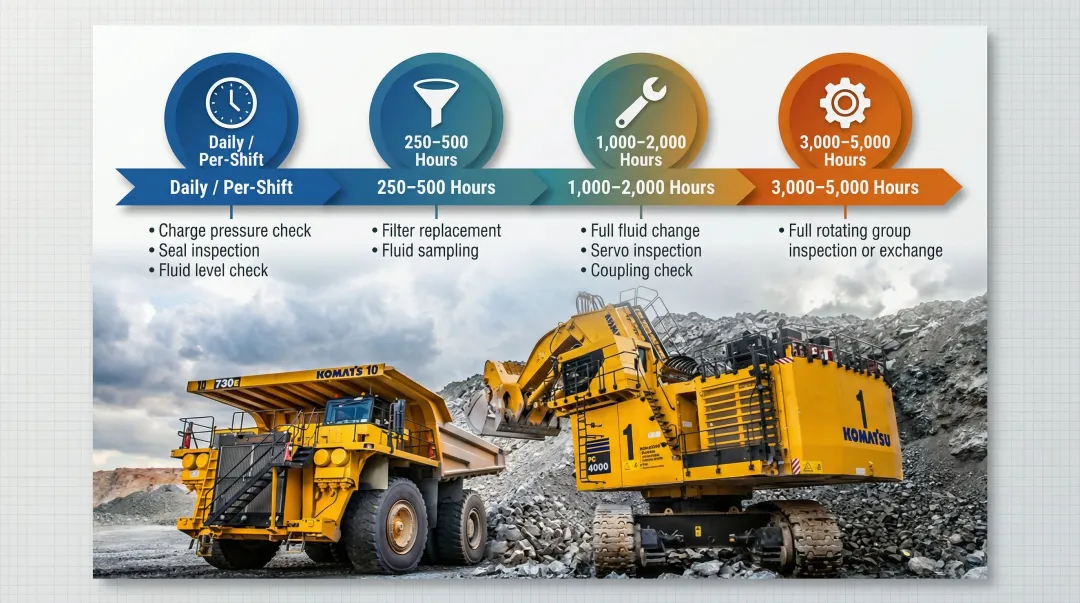 A4VG hydraulic pump hour-based maintenance schedule four-interval service timeline