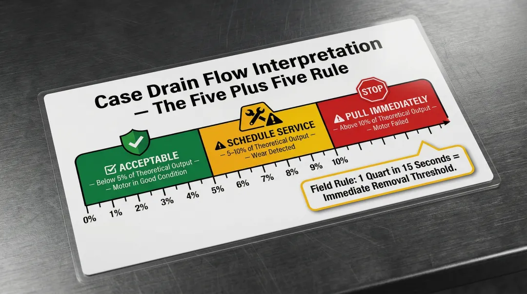hydraulic motor case drain flow interpretation thresholds good worn failed comparison chart
