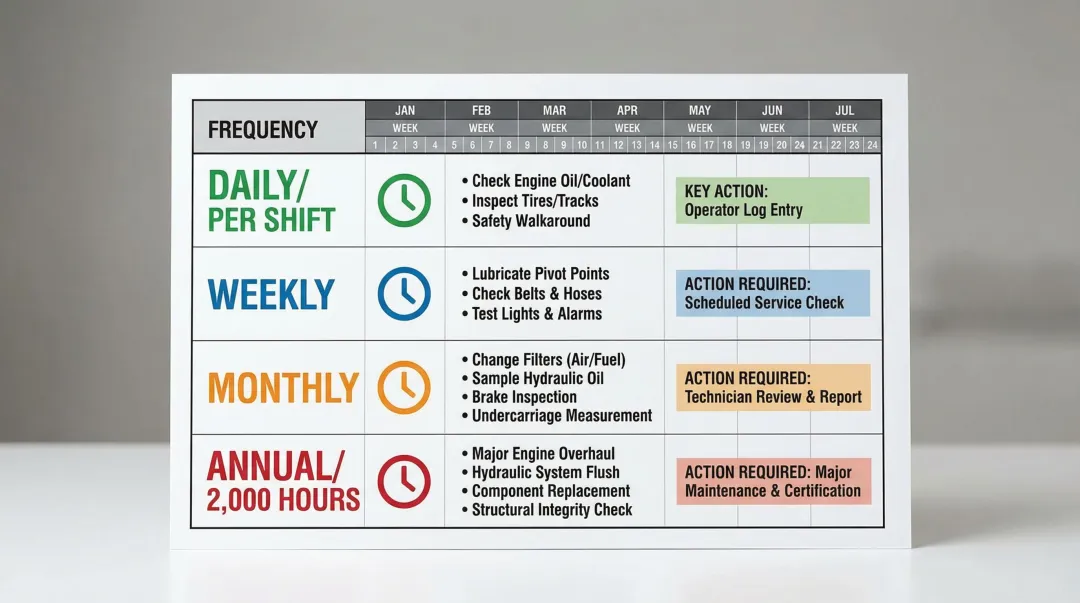 Rexroth hydraulic pump maintenance schedule four frequency intervals tasks and actions