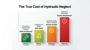 Reactive versus preventive forklift hydraulic pump maintenance cost comparison infographic