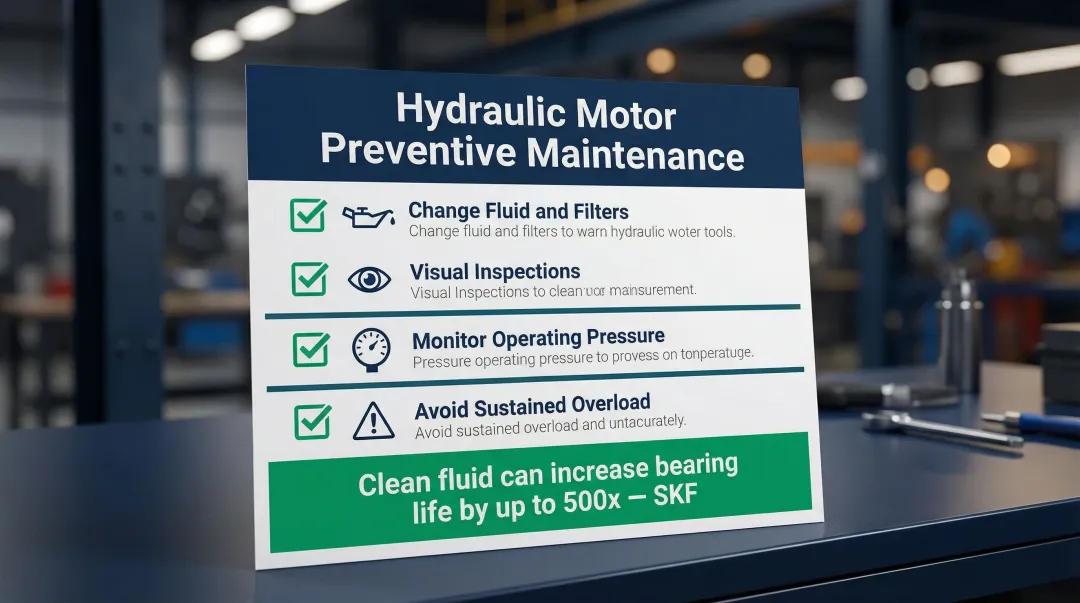 Hydraulic motor preventive maintenance checklist with fluid cleanliness cost savings