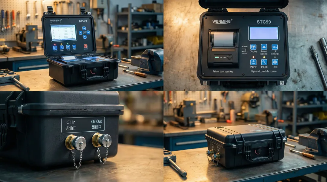 ISO 4406 hydraulic fluid cleanliness testing equipment and particle count analysis