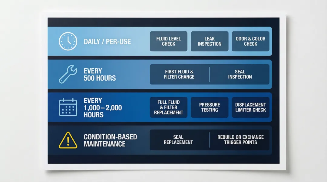Sauer Danfoss hydraulic motor maintenance schedule by interval and motor series