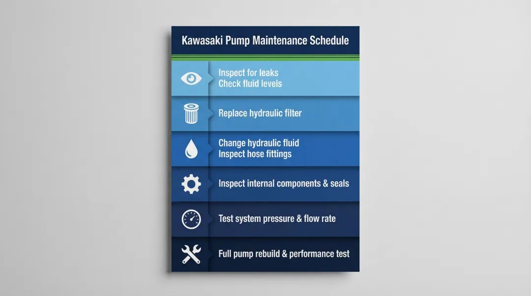 Kawasaki hydraulic pump maintenance schedule by operating hours interval and service tasks
