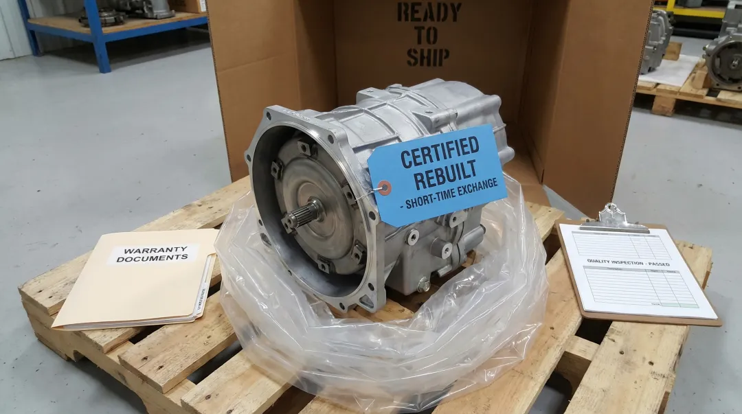 Hydrostatic transmission rebuild unit ready for exchange with warranty documentation