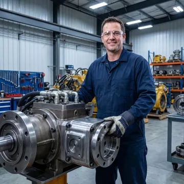 Oilfield hydraulic pump exchange and rebuild service technician