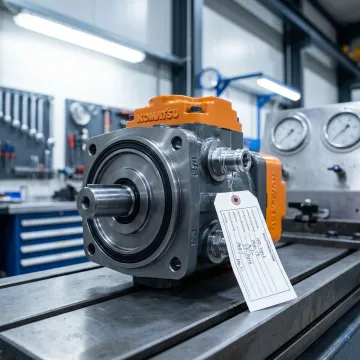 Komatsu hydraulic motor after professional rebuild showing clean components and quality seal