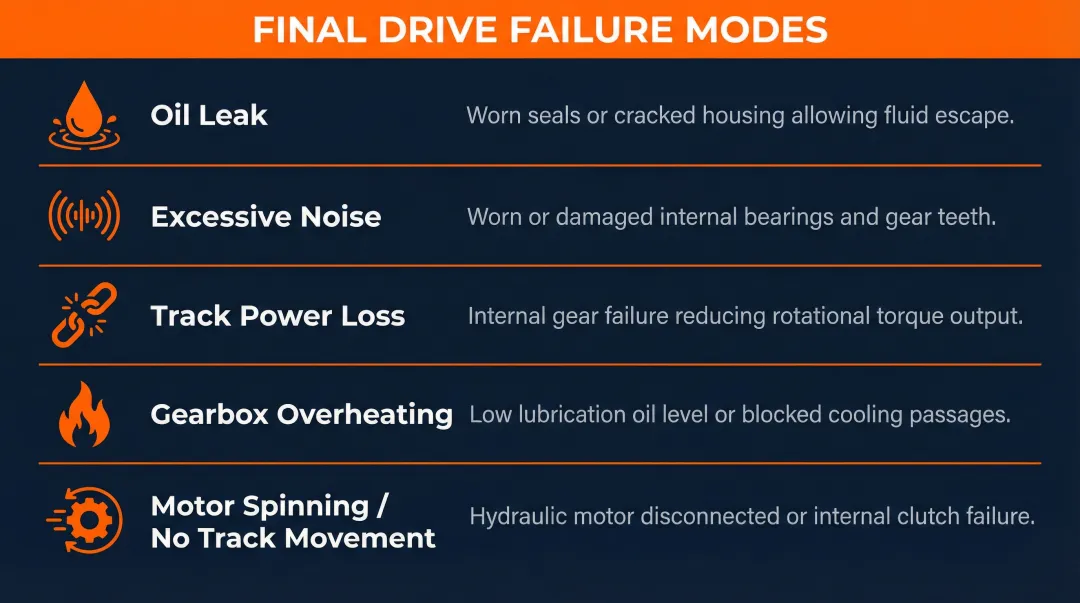 5 common bulldozer final drive failure modes causes and symptoms