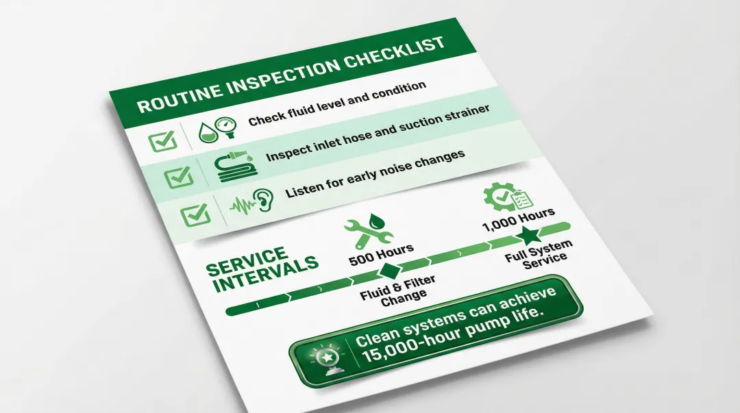 Dump truck hydraulic pump preventive maintenance checklist and service interval schedule