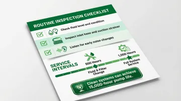 Dump truck hydraulic pump preventive maintenance checklist and service interval schedule