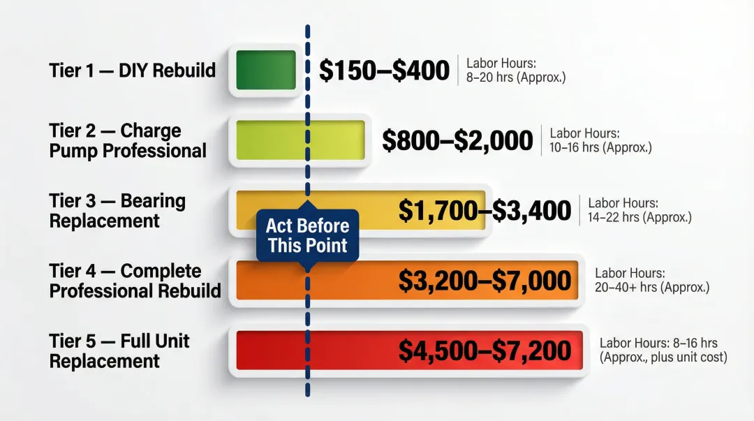 Kubota HST repair cost comparison table DIY through full replacement options