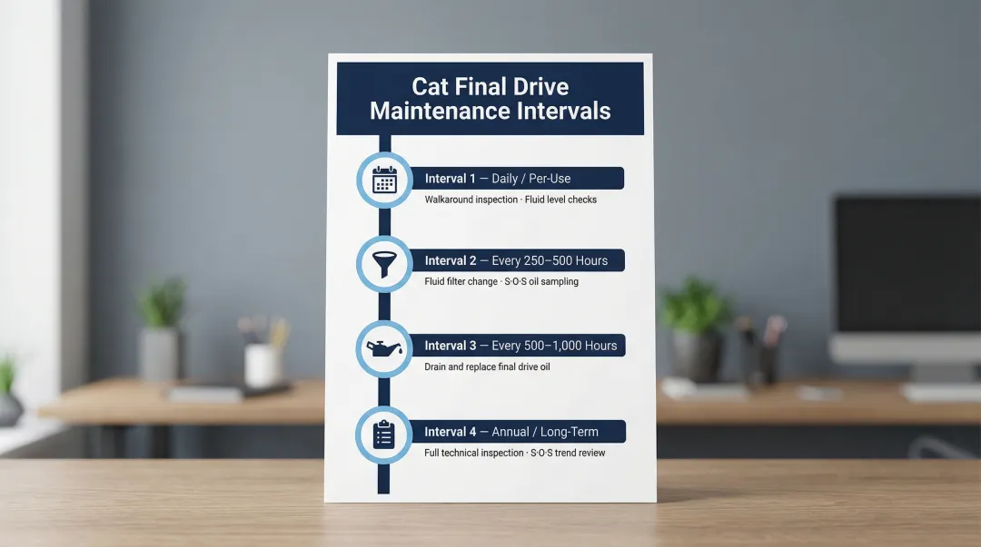 Cat final drive maintenance schedule four interval timeline with task descriptions