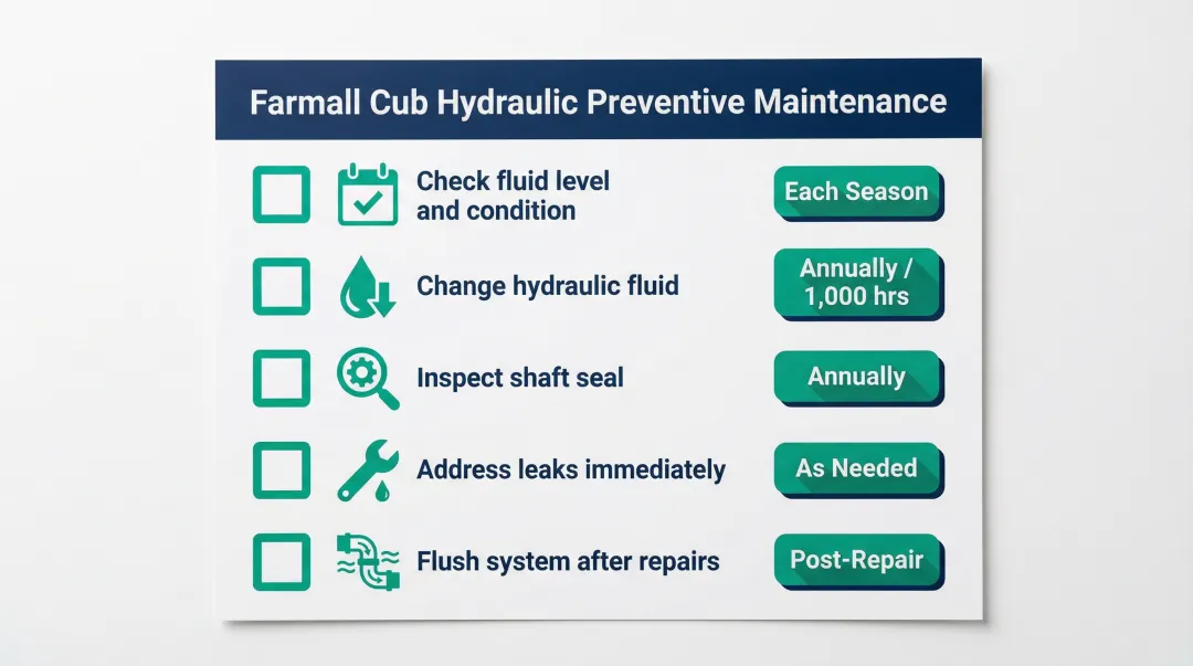 Farmall Cub hydraulic system preventive maintenance checklist five key annual tasks