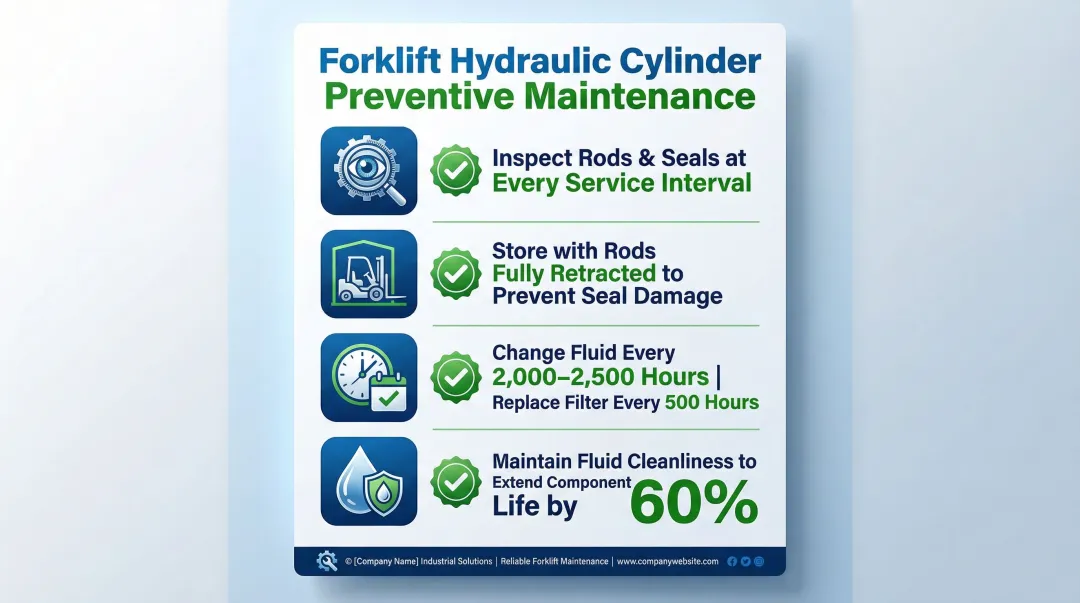 Forklift hydraulic cylinder preventive maintenance checklist with service intervals