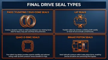 Four final drive seal types roles and locations comparison infographic