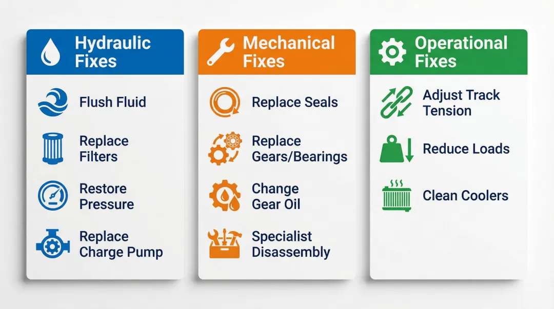 Three-category excavator travel motor repair fix process hydraulic mechanical operational