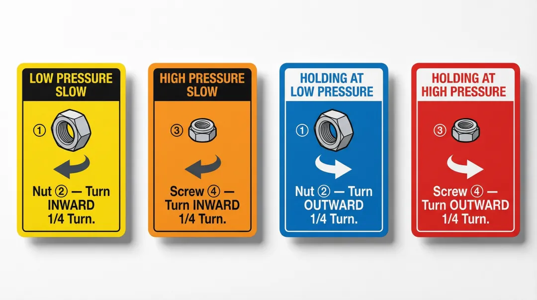 K3V112DT pressure regulator adjustment four-scenario quick reference chart