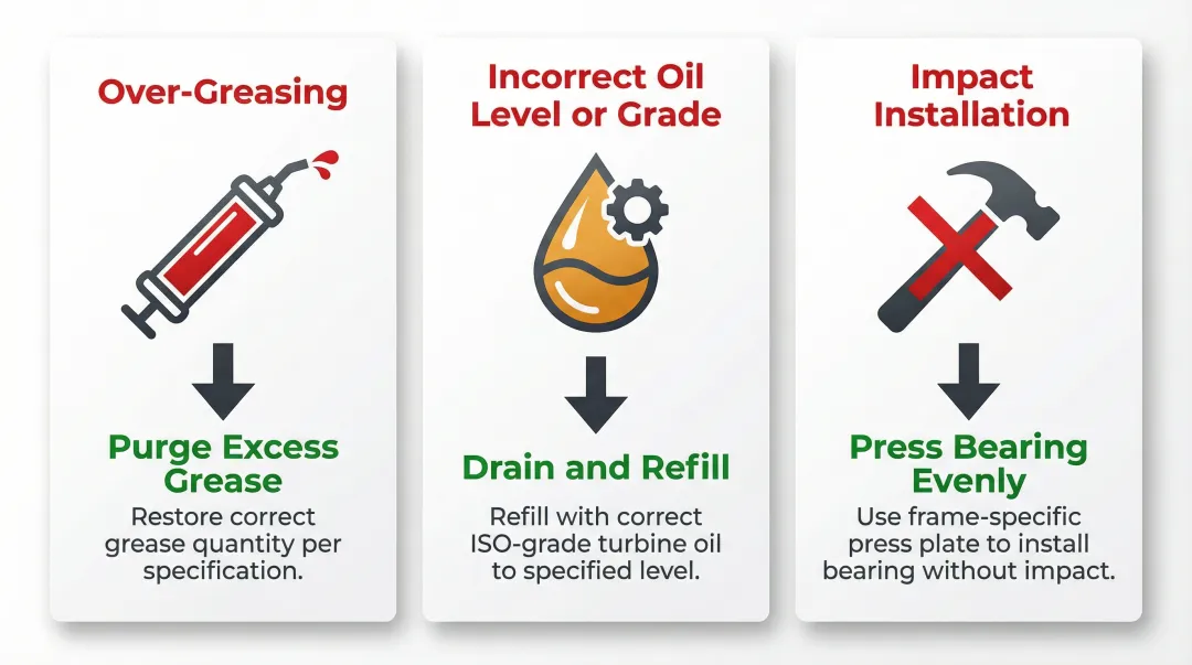 Three common Cornell pump bearing failure causes and targeted fixes diagram